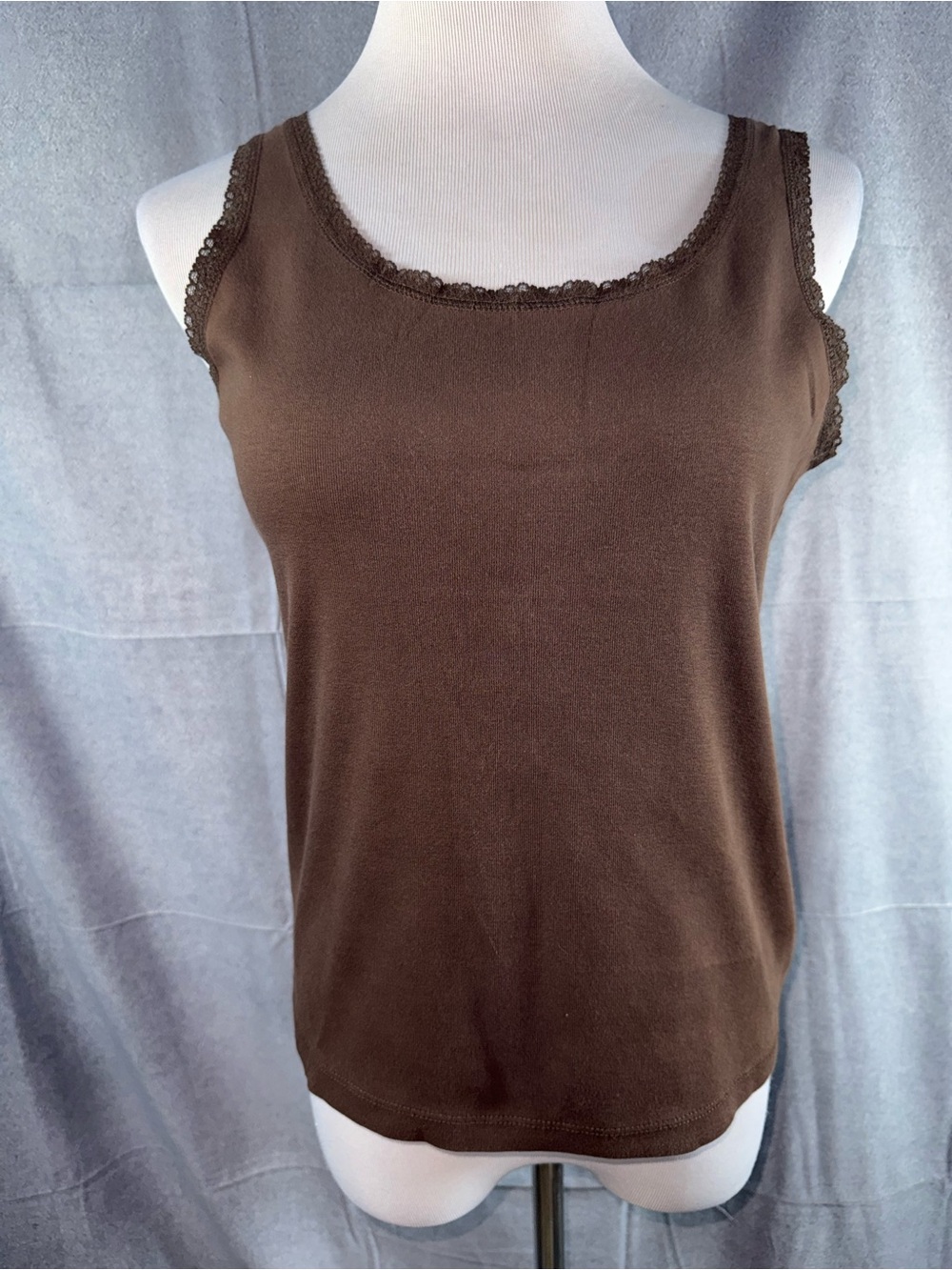 2603-Jones New York Brown Lace-Trim Camisole